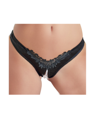 Tanga ouvert en satin avec perles - Cottelli